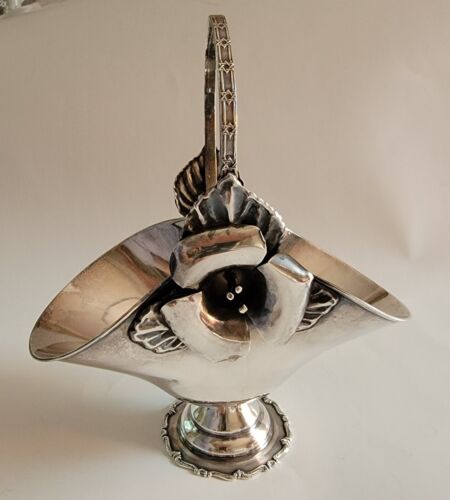 Vintage Peru Plata Industria Sterling Small 3D Floral Basket - Picture 3 of 13