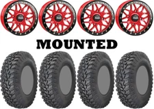 Kit 4 GBC Parallax Tires 33x10-15 on DragonFire Racing Typhon Beadlock Red 1KXP