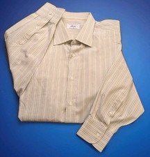 Brioni Dress Shirt Mens Large / 18 Long Sleeve Button Down Stripe Italy