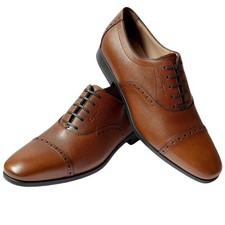 NEW Ferragamo RILEY Leather 9.5 EE Cap Toe Gancini Oxford Mens Brown Dress Shoes