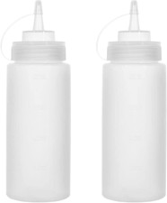 Squeeze Bottles for Sauces 2 Pack, 16 Ounce Plastic Dressing Squirt Bottles with