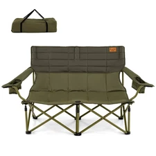 Oversized Camping Chair with Cup Holders & Thick Padding for Outside Picnic