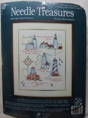 Historic Lighthouses Needle Treasures Counted Cross Stitch Craft Kit #02664 NIP