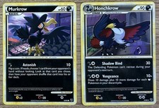 Pokémon TCG Murkrow 58/90 & Honchkrow 16/90 2010 Basic Stage 1 - 2 Card Set