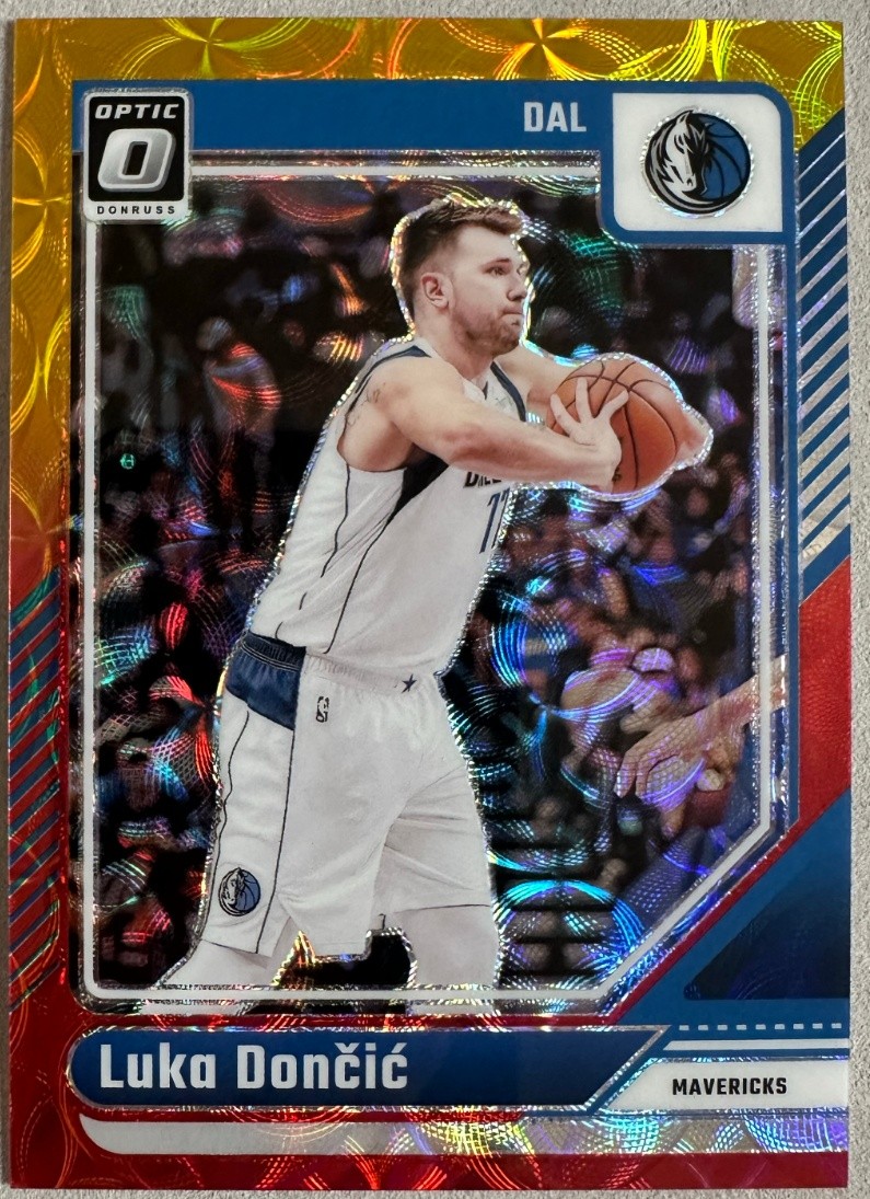 Luka Doncic 2024-25 Panini Donruss Optic International Red Gold Scope 54/99 #214