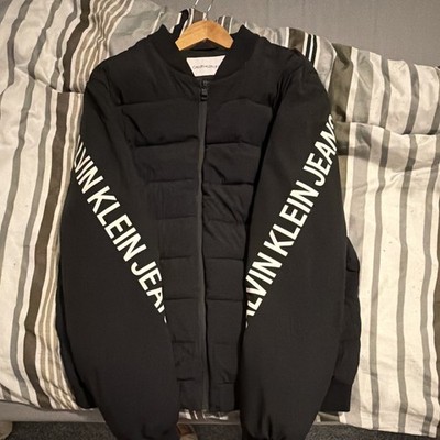 Calvin Klein Jeans Herren Steppjacke XL Schwarz Polyamid Stehkragen Logo