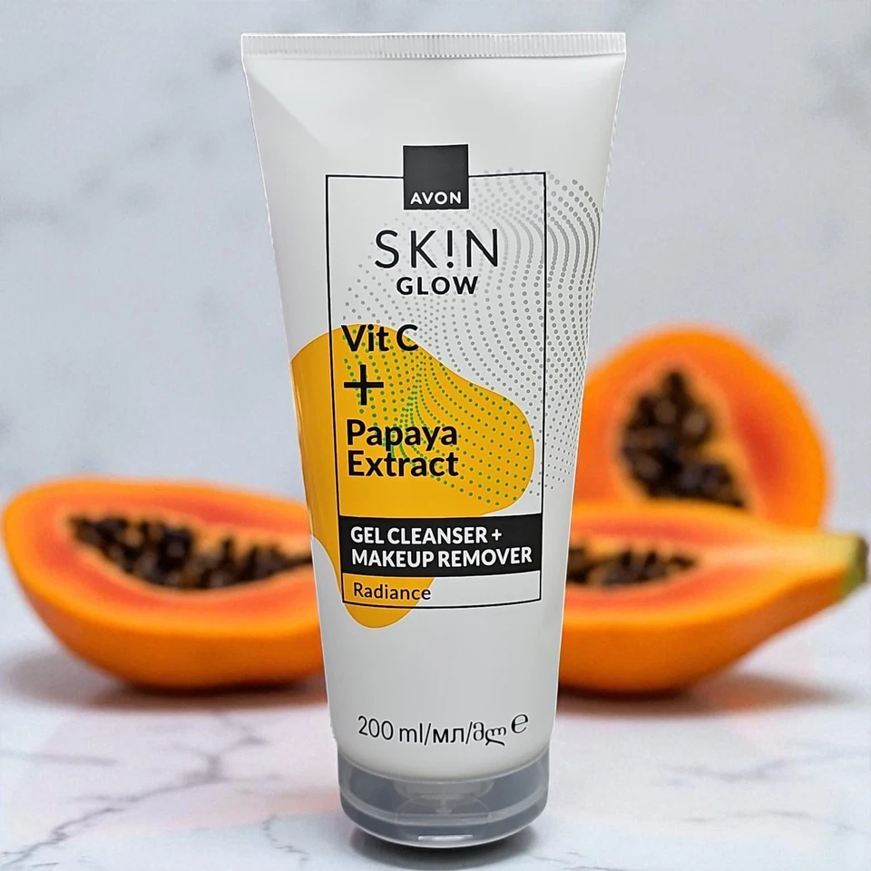 Avon Skin GLOW Reinigungsgel Makeup Entferner Vitamin C Papaya Extrakt strahlend - Bild 3 von 4