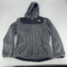 The North Face Girls Osito Full Zip Fleece Hoodie Grey Black Striped Large 14/16