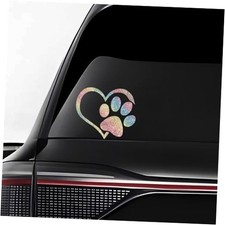 Car Decals Deco Heart with Dog Paw Decal Vinyl Sticker Sparkling 1 Colorful