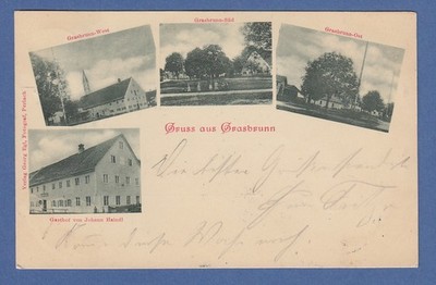Postcard Bavaria greeting from Grasbrunn Guest House by J. Haindl run 1900 to Munich