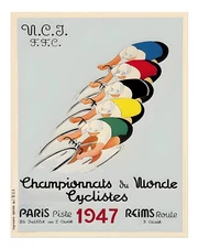 Vintage Cycling Poster Wall Art - 1947 Racing Champions Fine Art Print