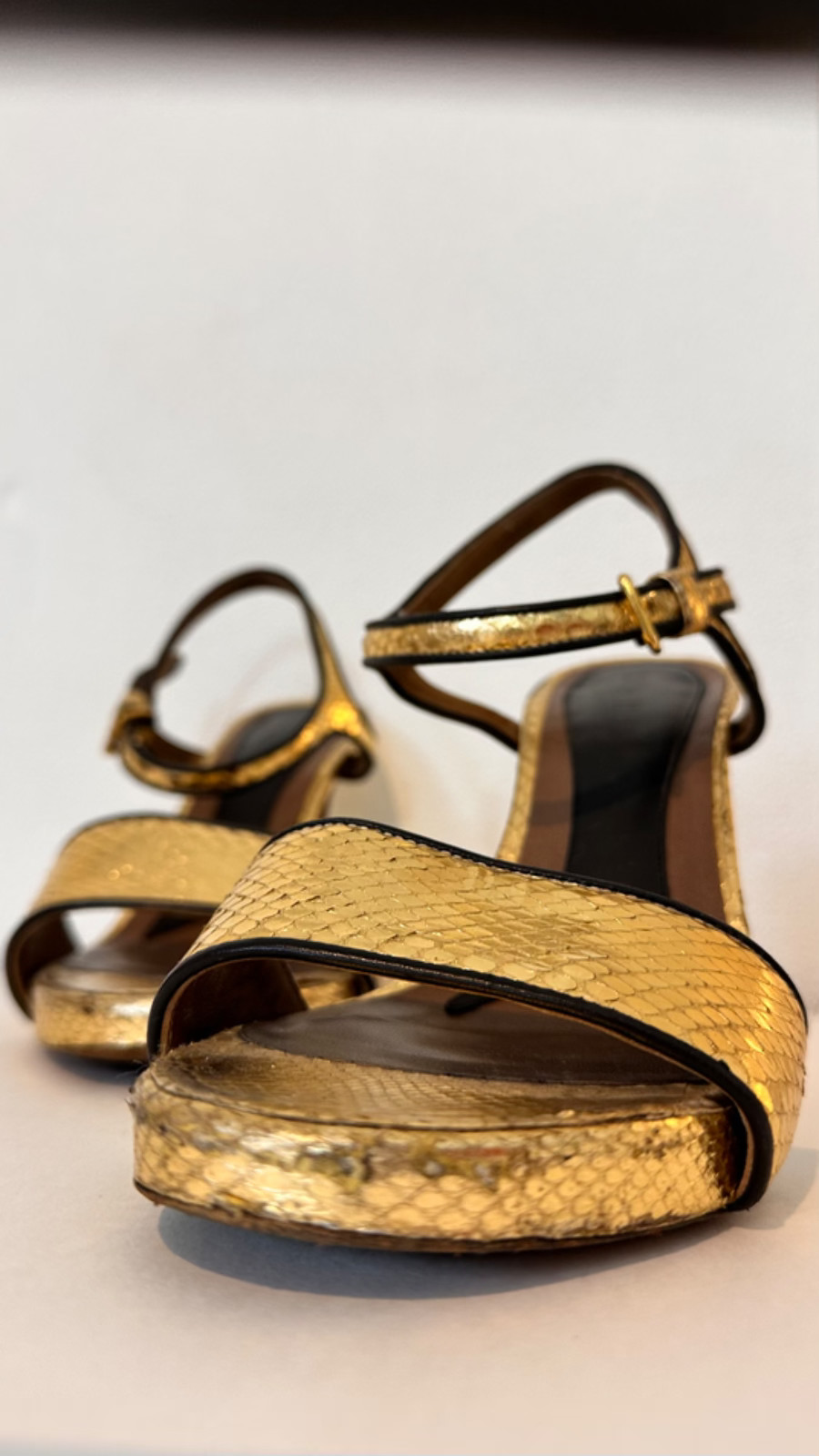 Marni Gold shoes / Python- effect platform heels … - image 3
