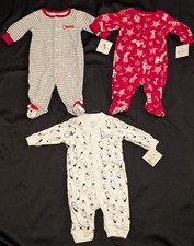 Lot Of 3 NWT Carter's Baby Christmas Pajama Sleepers Size 3 Months