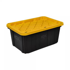 17 Gal. Tough Storage Tote in Black with Yellow Lid