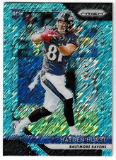 2018 Panini Light Blue Shimmer Prizm RC 9/9 (Bookend 1/1) Hayden Hurst Ravens