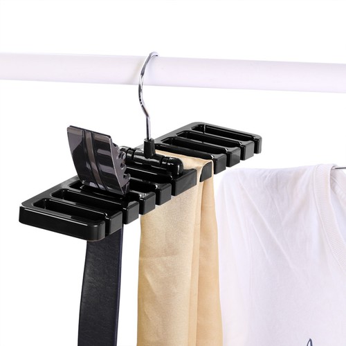 (Black)10 Slot Tie Belt Scarf Rack Organizer Sturdy Plastic Closet Wardrobe JY - Picture 7 of 12