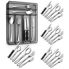 24 Piece Silverware Set Flatware Utensils Set Mirror Polished Dishwasher Safe Se