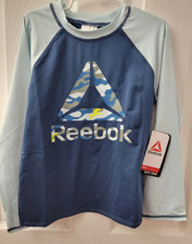 Reebok Boys Swim Shirt Long Sleeve Size 6/7 Blue New with Tags