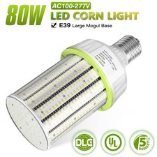 80W LED Corn Light Bulb Commercial Warehouse Garage Street Light 5000K 12,000LM