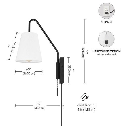 Globe Electric 91005999 Everett 16" Tall Hardwired or Plug-In - Black - Bild 3 von 11