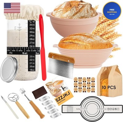 Sourdough Starter Kit, 24PCS Sourdough Bread Baking Supplies, 9''Round & 11''Oval