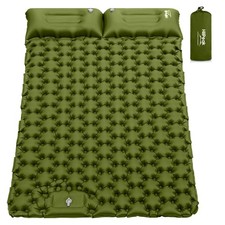 Double Sleeping Pad - Self Inflating 3" Extra-Thick for 2 Person with Pillow ...