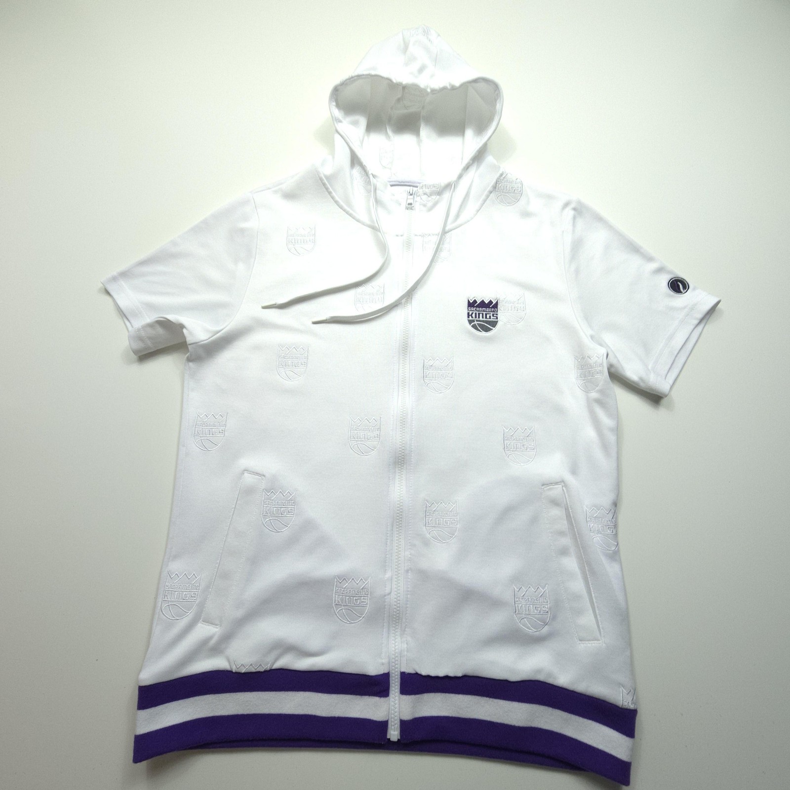 FISLL Sacramento Kings Hoodie Men Large White Purple NBA Basketball Full Zip Sac