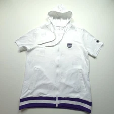 FISLL Sacramento Kings Hoodie Men Large White Purple NBA Basketball Full Zip Sac