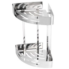 Image of Stainless Steel Double-Layer Triangular Corner Shower Storage Shelf Bathroom