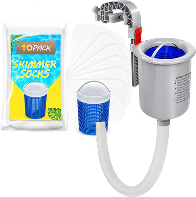 Above Ground Pool Skimmer with 10-Pack Skimmer Socks, Wall Mount Surface Skimmer