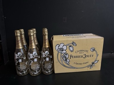 Lot Of 6-Perrier-Jouët Champagne Brut Glass Display Empty Bottles w/case. 1999
