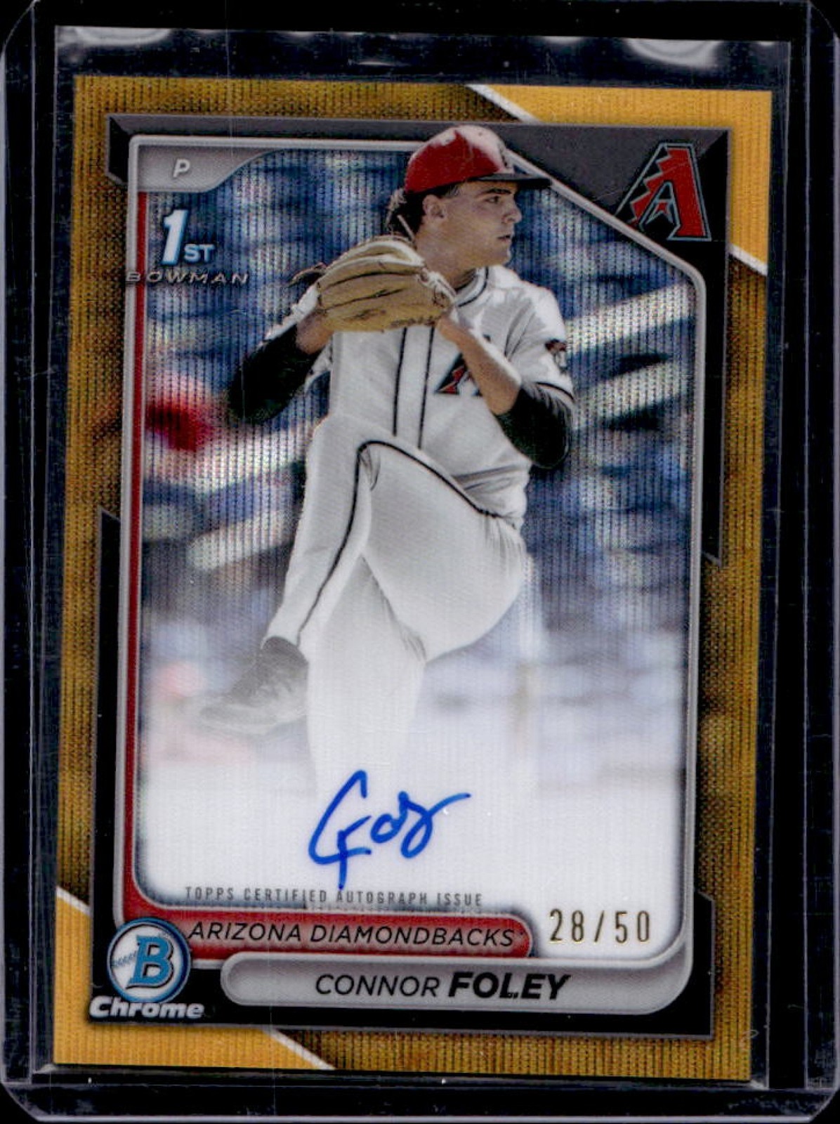 2024 Bowman Draft Connor Foley Chrome Auto Gold Wave Refractor 1st #/50