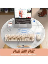 Wireless Keyboard And Mouse, Silent Keyboard Mouse Combo, Full-Sized Colorful