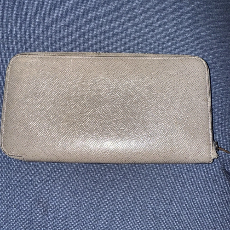 Cartera Larga HERMES Azap Seda En Cuero Cremallera Alrededor Gris DE COLECCIÓN AUTÉNTICA USADA EN EXCELENTE ESTADO Foto 3 de 4