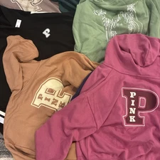 5 New Victoria Secret PINK Logo Hoodies (XL) Wholesale Lot $274 +FREE SHIRT NWT