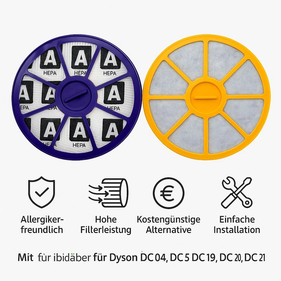 2er Pack Filter kompatibel zu Dyson DC04 DC05 DC08 DC19 DC20 DC21 Hepa Vormotor - Bild 3 von 4