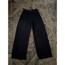 Free People We The Free Wide Leg Utility Pants Womens 25 Navy High Rise Cotton