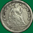 1849 Seated Liberty Half Dime Very Fine VF Coin #44344