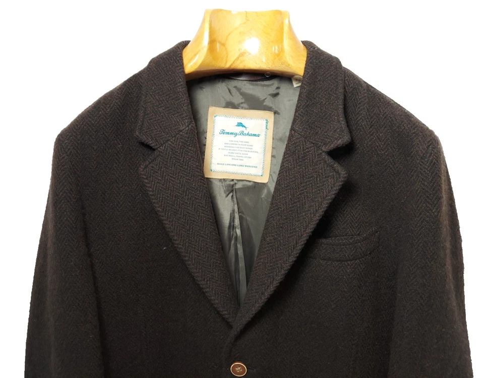 Jaqueta de jantar Tommy Bahama Island masculina lã macia blazer grande marrom malha de viagem - Imagem 2 de 4