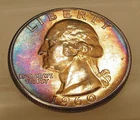 1960  Gem Proof Quarter 90% Silver MONSTER  RARE BLUE    TONING  #407 ~ 7