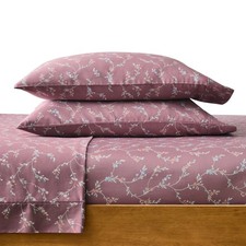 4-Piece 300 Thread Count Lysia Floral Violet Gem Cotton Sateen Bed Sheet Set