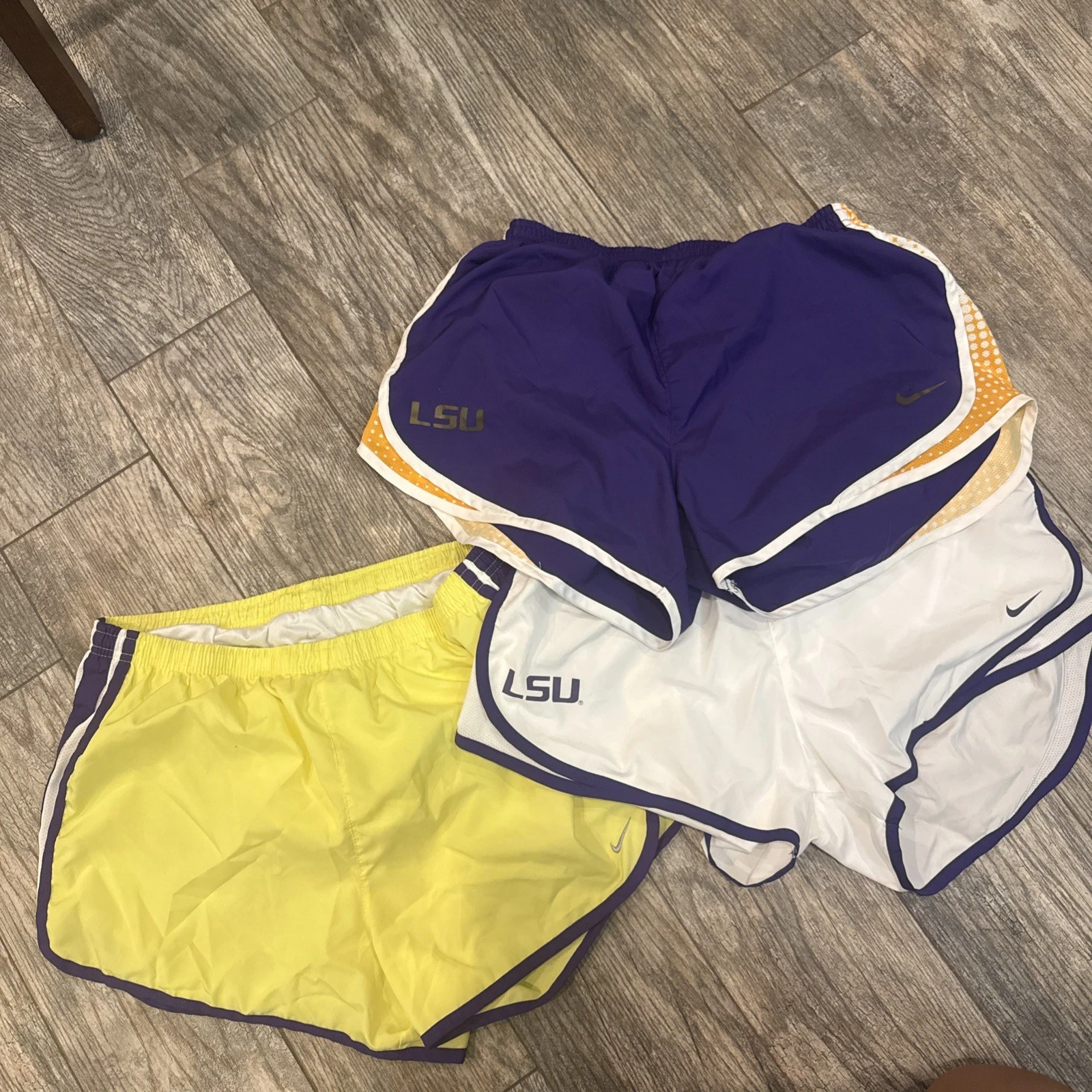 Lot Nike LSU Tigers Dri-FIT Running Shorts Purple Gold White Women’s Large
