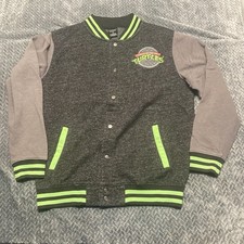 Nickelodeon Teenage Mutant Ninja Turtles Jacket Mens Medium Gray Varsity Fleece