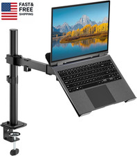 Single Laptop Desk Mount with Adjustable Vented Tray, Fits up to 17 Inch Laptops