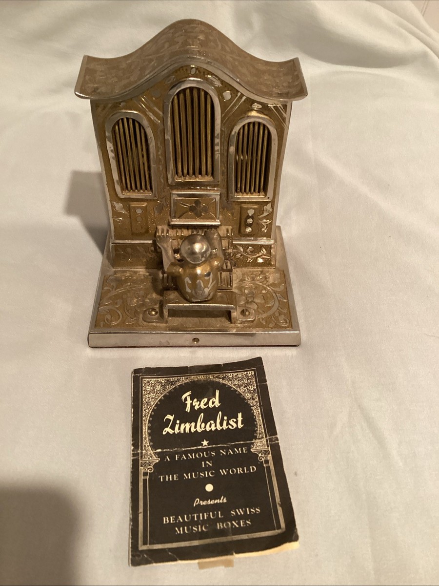 Vintage FRED ZIMBALIST Thorens Movement Engraved Music Box Person