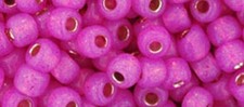 6/0, Toho Seed Beads, 2107, Silver-Lined Milky HOT PINK, 10 grams, TR-06-2107