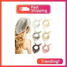 Dingion 6 Pcs Floral Hair Bandanas Head Kerchief Women Bandana Print Chiffon Hai