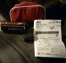 JVC HD Everio 40x Optical Zoom GZ-E-10RU Camcorder. battery pack and case TESTED