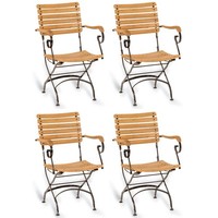 Sonnenpartner 4Er-Set Klappsessel Oxford Teakholz Und Eisen Schwarz Gartenstuhl