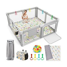 Foldable Baby Playpen with Mat, Playpen for Babies and Toddlers, 71x59 Large ...